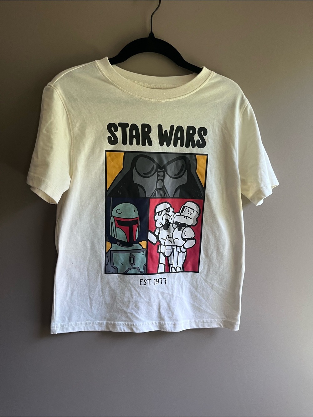 Disney Star Wars Tee Shirt with Character Panels Darth Storm Troopers Large